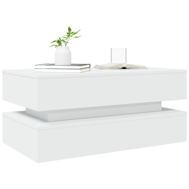 vidaXL Τραπεζάκι Σαλονιού με LED Λευκό 90x50x40cm 1 τεμ.
