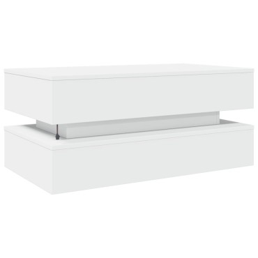 vidaXL Τραπεζάκι Σαλονιού με LED Λευκό 90x50x40cm 1 τεμ.