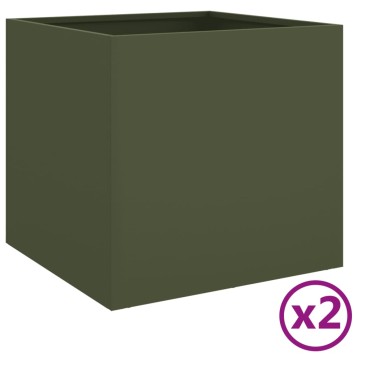 vidaXL Ζαρντινιέρες 2 τεμ. Λαδί 42x40x39 εκ. από Ατσάλι
