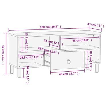 vidaXL Έπιπλο Τηλεόρασης 100x33x46cm από Μασίφ Ξύλο Μάνγκο