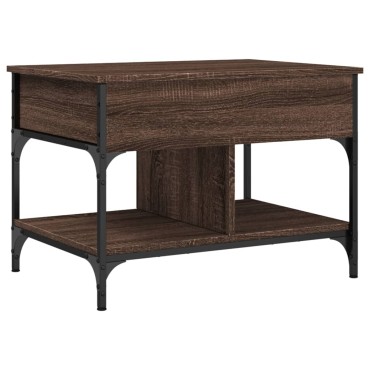 vidaXL Τραπεζάκι Σαλονιού Καφέ Δρυς 70x50x50cm Επεξ. Ξύλο/Μέταλλο 1 τεμ.