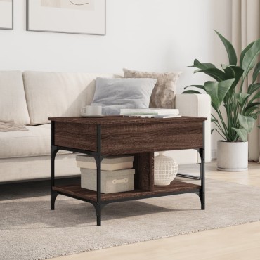 vidaXL Τραπεζάκι Σαλονιού Καφέ Δρυς 70x50x50cm Επεξ. Ξύλο/Μέταλλο 1 τεμ.