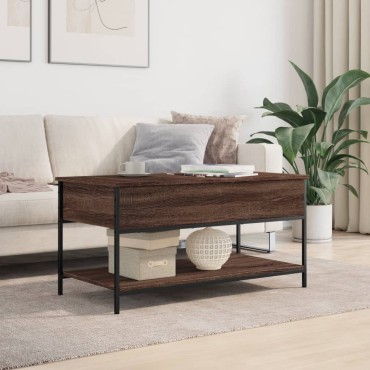 vidaXL Τραπεζάκι Σαλονιού Καφέ Δρυς 100x50x50cm Επεξ. Ξύλο/Μέταλλο 1 τεμ.