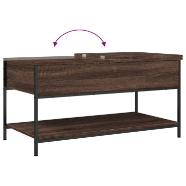 vidaXL Τραπεζάκι Σαλονιού Καφέ Δρυς 100x50x50cm Επεξ. Ξύλο/Μέταλλο 1 τεμ.