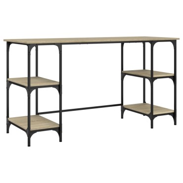 vidaXL Γραφείο Sonoma Δρυς 140x50x75cm Μέταλλο & Επεξεργασμένο Ξύλο 1 τεμ.