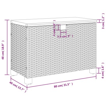 vidaXL Κουτί Αποθ. Κήπου Γκρι 80x40x48cm Συνθ. Ρατάν/Μασίφ Ακακία