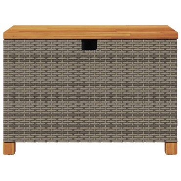 vidaXL Κουτί Αποθ. Κήπου Γκρι 80x40x48cm Συνθ. Ρατάν/Μασίφ Ακακία