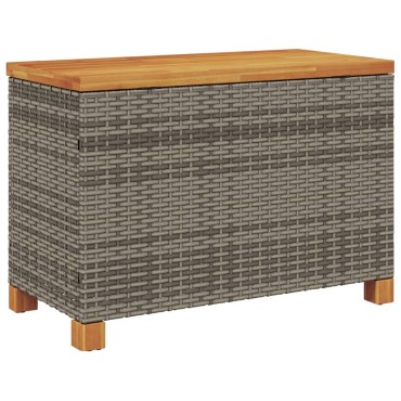 vidaXL Κουτί Αποθ. Κήπου Γκρι 80x40x48cm Συνθ. Ρατάν/Μασίφ Ακακία
