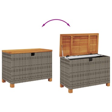 vidaXL Κουτί Αποθ. Κήπου Γκρι 80x40x48cm Συνθ. Ρατάν/Μασίφ Ακακία