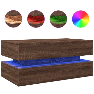 vidaXL Τραπεζάκι Σαλονιού με LED Καφέ Δρυς 90x50x40cm 1 τεμ.