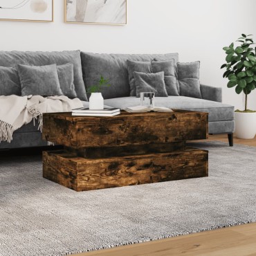 vidaXL Τραπεζάκι Σαλονιού με LED Καπνιστή Δρυς 90x50x40cm 1 τεμ.