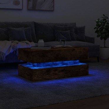 vidaXL Τραπεζάκι Σαλονιού με LED Καπνιστή Δρυς 90x50x40cm 1 τεμ.