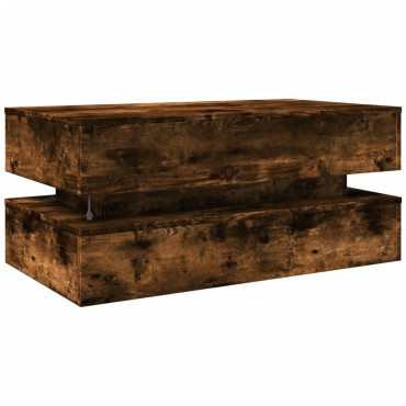vidaXL Τραπεζάκι Σαλονιού με LED Καπνιστή Δρυς 90x50x40cm 1 τεμ.