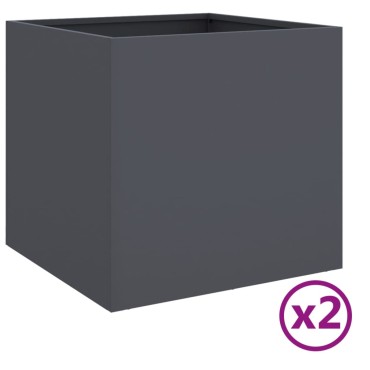 vidaXL Ζαρντινιέρες 2 τεμ. Ανθρακί 42x40x39εκ. από Χάλυβα