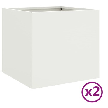vidaXL Ζαρντινιέρες 2 τεμ. Λευκές 32x30x29εκ. από Χάλυβα