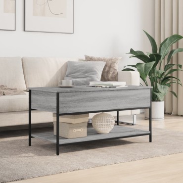 vidaXL Τραπεζάκι Σαλονιού Γκρι Sonoma 100x50x50cm Επεξ. Ξύλο/Μέταλλο 1 τεμ.