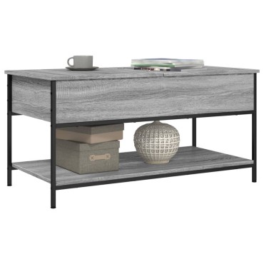 vidaXL Τραπεζάκι Σαλονιού Γκρι Sonoma 100x50x50cm Επεξ. Ξύλο/Μέταλλο 1 τεμ.