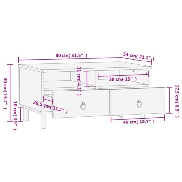 vidaXL Τραπεζάκι Σαλονιού 80x54x40cm από Μασίφ Ξύλο Μάνγκο 1 τεμ.