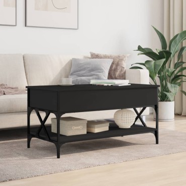 vidaXL Τραπεζάκι Σαλονιού Μαύρο 100x50x50cm Επεξ. Ξύλο & Μέταλλο 1 τεμ.