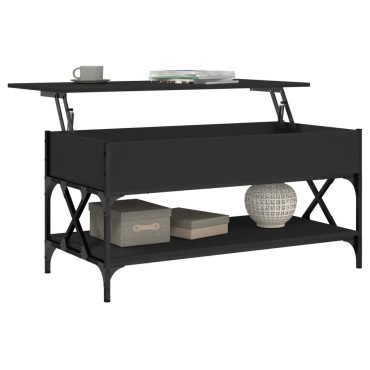 vidaXL Τραπεζάκι Σαλονιού Μαύρο 100x50x50cm Επεξ. Ξύλο & Μέταλλο 1 τεμ.