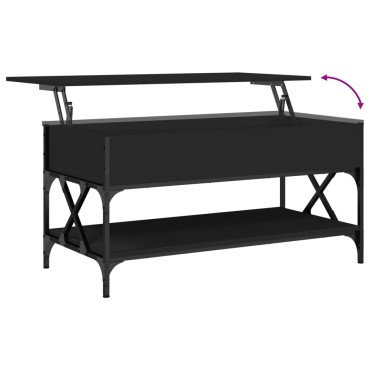 vidaXL Τραπεζάκι Σαλονιού Μαύρο 100x50x50cm Επεξ. Ξύλο & Μέταλλο 1 τεμ.