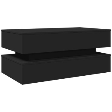vidaXL Τραπεζάκι Σαλονιού με LED Μαύρο 90x50x40cm 1 τεμ.