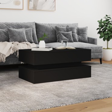 vidaXL Τραπεζάκι Σαλονιού με LED Μαύρο 90x50x40cm 1 τεμ.
