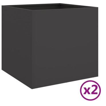 vidaXL Ζαρντινιέρες 2 Τεμ. Μαύρη 49x47x46 εκ. από Χάλυβα
