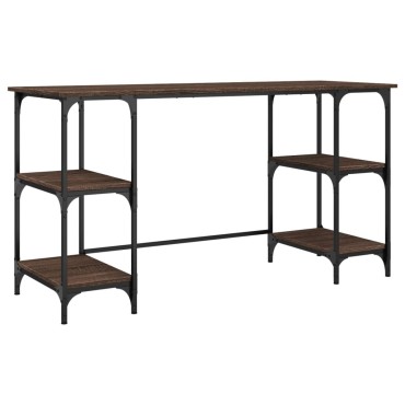 vidaXL Γραφείο Καφέ Δρυς 140x50x75cm Μέταλλο & Επεξεργασμένο Ξύλο 1 τεμ.
