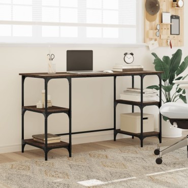 vidaXL Γραφείο Καφέ Δρυς 140x50x75cm Μέταλλο & Επεξεργασμένο Ξύλο 1 τεμ.