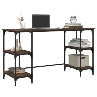 vidaXL Γραφείο Καφέ Δρυς 140x50x75cm Μέταλλο & Επεξεργασμένο Ξύλο 1 τεμ.