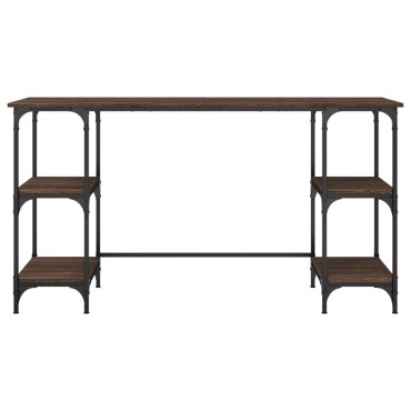 vidaXL Γραφείο Καφέ Δρυς 140x50x75cm Μέταλλο & Επεξεργασμένο Ξύλο 1 τεμ.