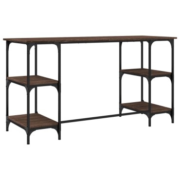 vidaXL Γραφείο Καφέ Δρυς 140x50x75cm Μέταλλο & Επεξεργασμένο Ξύλο 1 τεμ.