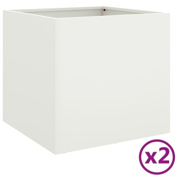 vidaXL Ζαρντινιέρες 2 τεμ. Λευκές 49x47x46εκ. από Χάλυβα