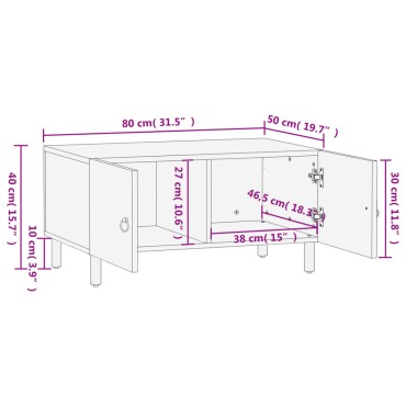 vidaXL Τραπεζάκι Σαλονιού 80x50x40cm από Μασίφ Ξύλο Μάνγκο 1 τεμ.
