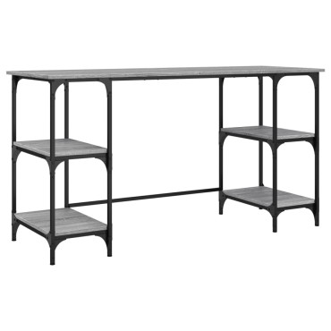 vidaXL Γραφείο Γκρι Sonoma 140x50x75cm Μέταλλο & Επεξεργασμένο Ξύλο 1 τεμ.