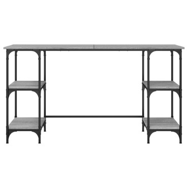 vidaXL Γραφείο Γκρι Sonoma 140x50x75cm Μέταλλο & Επεξεργασμένο Ξύλο 1 τεμ.