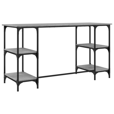 vidaXL Γραφείο Γκρι Sonoma 140x50x75cm Μέταλλο & Επεξεργασμένο Ξύλο 1 τεμ.