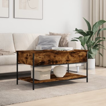 vidaXL Τραπεζάκι Σαλονιού Καπνιστή Δρυς 100x50x50cm Επεξεργ. Ξύλο 1 τεμ.
