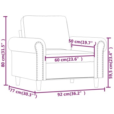 vidaXL Πολυθρόνα Μπλε Βελούδινη 92x77x80cm 1 τεμ. Γωνιακός