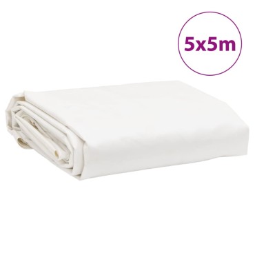 vidaXL Μουσαμάς Λευκός 5 x 5 μ. 650 γρ./μ²