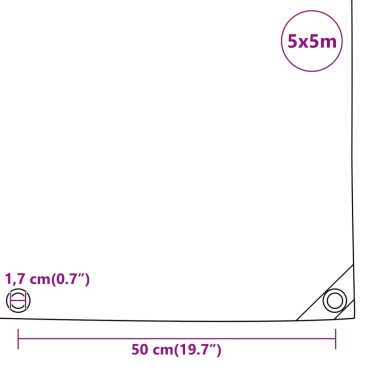 vidaXL Μουσαμάς Λευκός 5 x 5 μ. 650 γρ./μ²