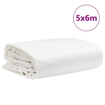 vidaXL Μουσαμάς Λευκός 5 x 6 μ. 650 γρ./μ²