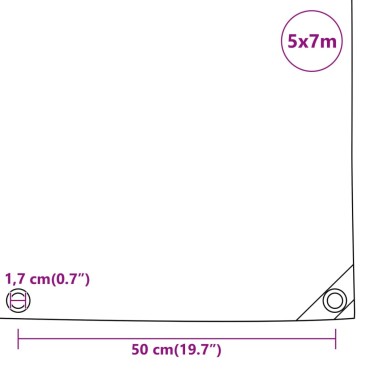 vidaXL Μουσαμάς Γκρι 5 x 7 μ. 650 γρ./μ²
