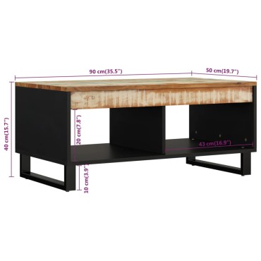 vidaXL Τραπεζάκι Σαλονιού 90x50x40cm από Μασίφ Ανακυκλωμένο Ξύλο 1 τεμ.