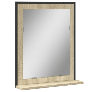 vidaXL Καθρέφτης Μπάνιου με Ράφι Sonoma Δρυς 50x12x60cm Επεξ. Ξύλο 1 τεμ.