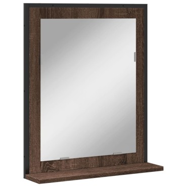 vidaXL Καθρέφτης Μπάνιου με Ράφι Καφέ Δρυς 50x12x60cm Επεξ. Ξύλο 1 τεμ.