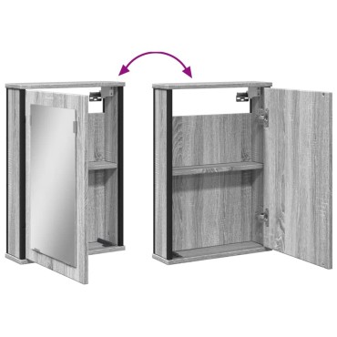vidaXL Καθρέφτης Μπάνιου Ντουλάπι Γκρι Sonoma 42x12x60cm Επεξ. Ξύλο 1 τεμ.