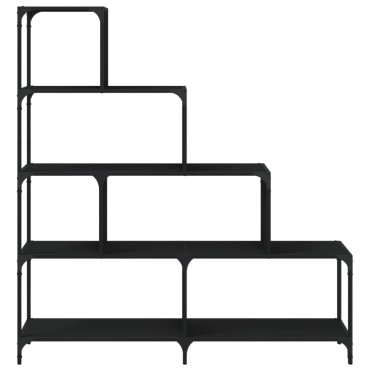 vidaXL Βιβλιοθήκη Σκάλα 4 Ράφια Μαύρη 139x33,5x149cm Επεξεργ. Ξύλο 1 τεμ.