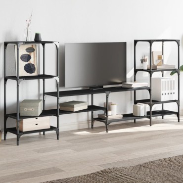 vidaXL Έπιπλο Τηλεόρασης Μαύρο 206,5x28,5x95cm Επεξεργασμένο Ξύλο